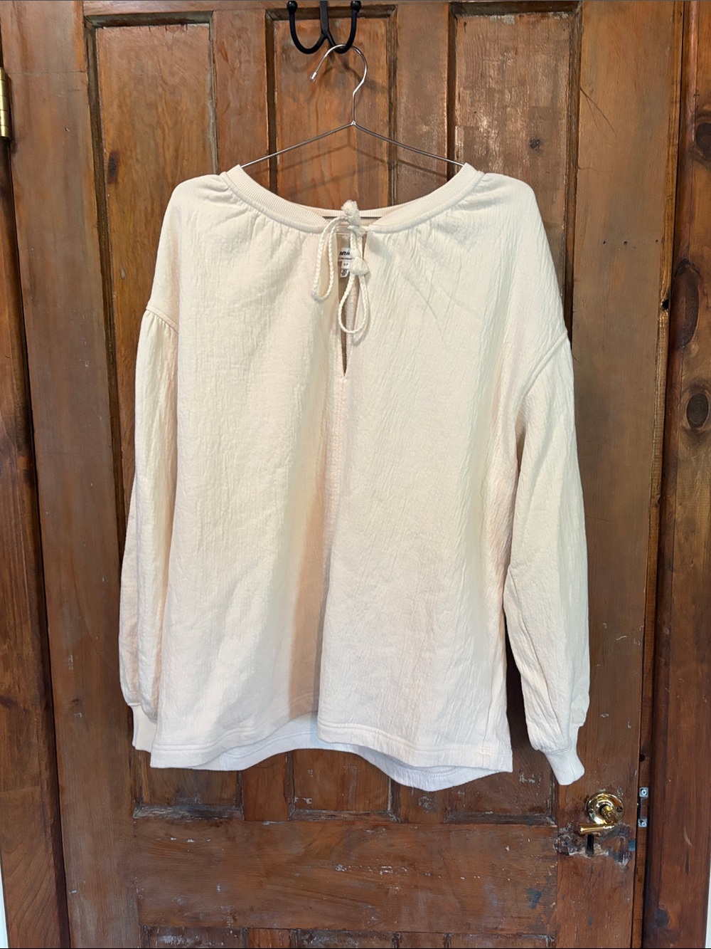 aerie Cream Tie-Neck Long-Sleeve Pullover